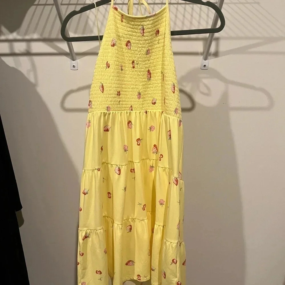Yellow strawberry halter sundress - Picture 2 of 4